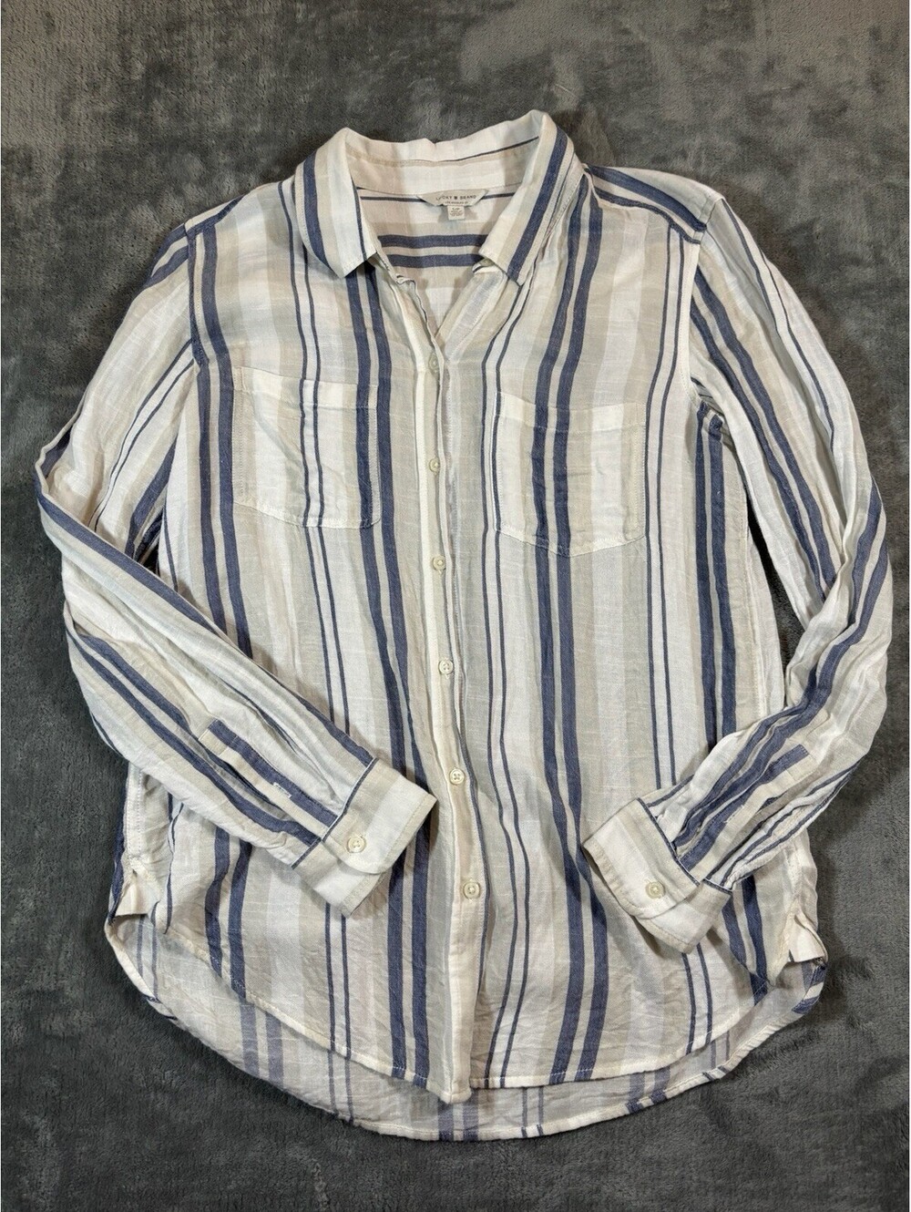Lucky Brand Striped Long Sleeve Button Down Cotton Blend Size Small Soft